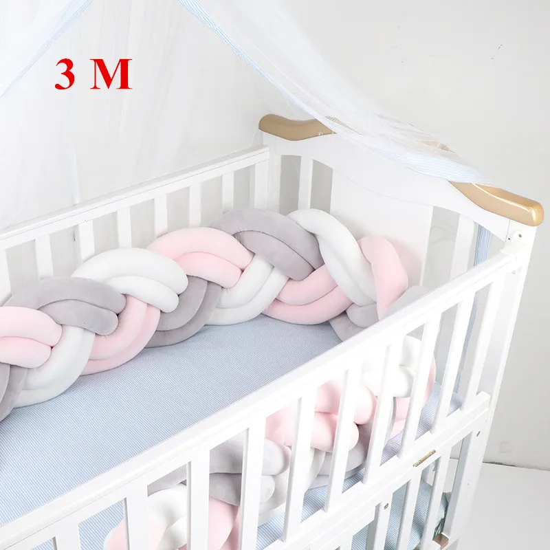 Gray White Pink 3M Одежда для новорожденных для детской кроватки, Tour De France горит Bebe Tresse детская кроватка бампер/бамперы в бампер для детской кроватки тесьмой кровать Nodic узел детской комнаты - Цвет: Gray White Pink 3M