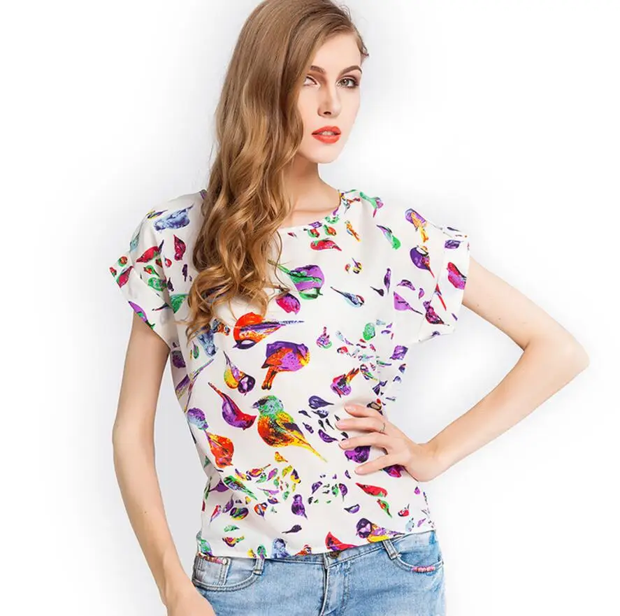 Модная тонкая женская рубашка s xxl Летний стиль свободные красочные печати