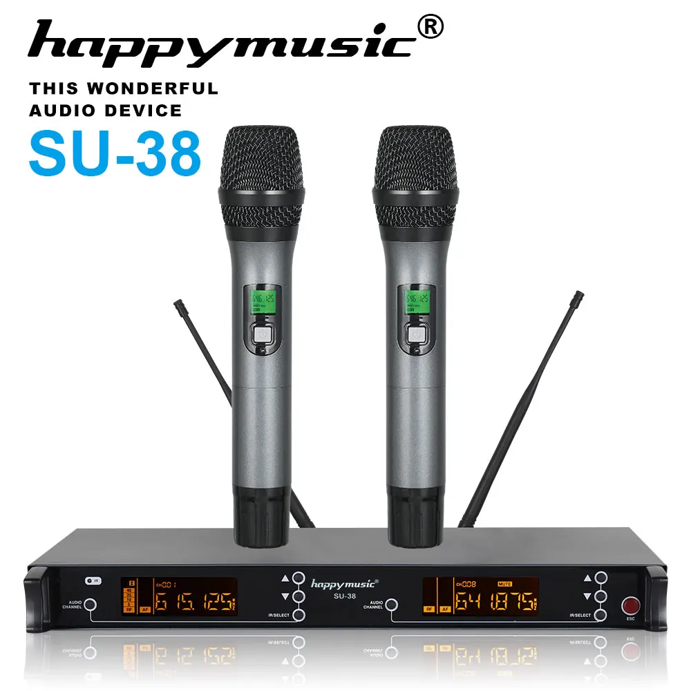 Двухканальная Профессиональная Беспроводная микрофонная система UHF для караоке