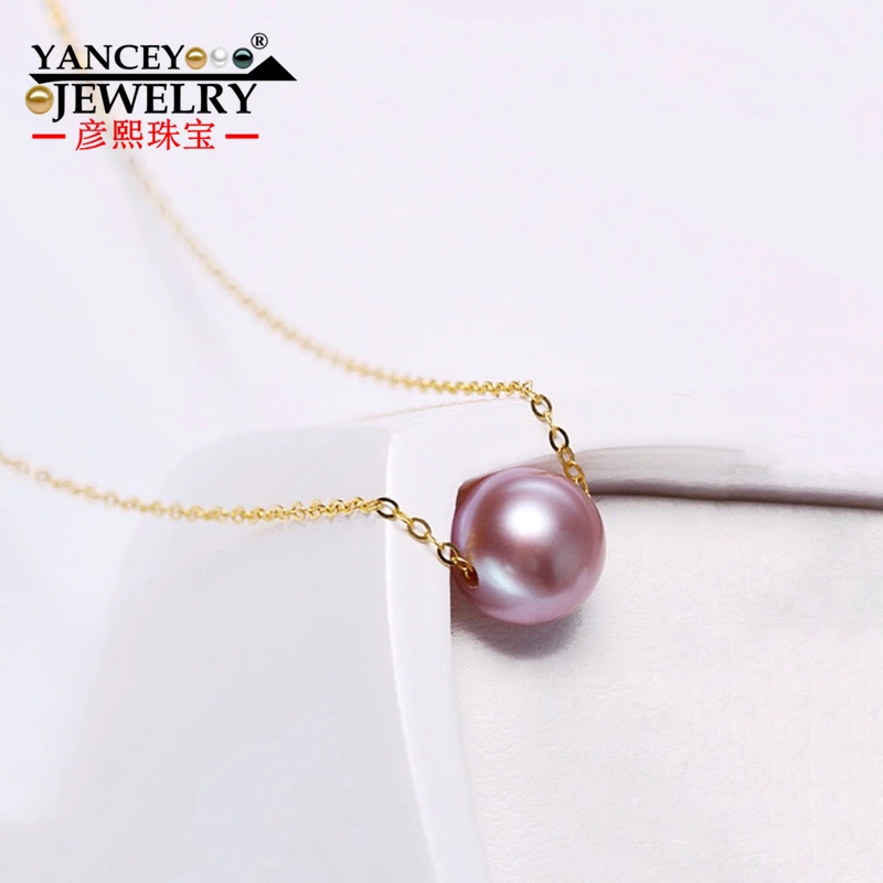 Натуральный фиолетовый пресноводный жемчуг ожерелье &amp Кулоны whth 18K золото и S925
