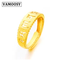 vamoosy 2018 vintage gold color engraved chinese buddhist texts ring for men religions lucky jewelry buddhist finger ring women