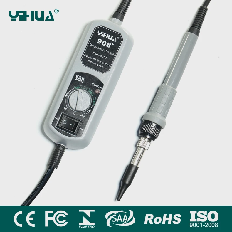 

Портативный паяльник YIHUA 908 +, высококачественный, прочный, с регулируемой температурой, портативный паяльник 110 В/220 В