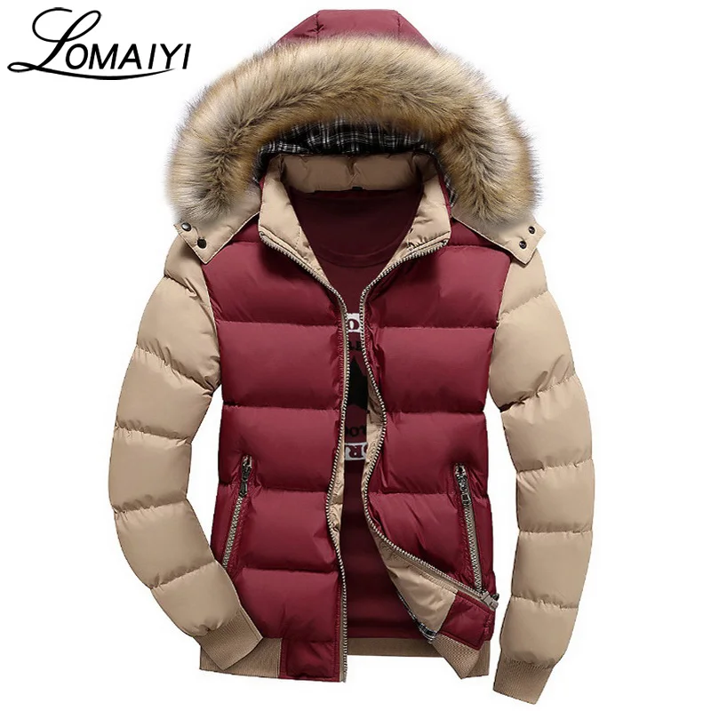LOMAIYI 7 цветов мужской пуховик с меховым капюшоном модный бренд Мужская парка 4XL