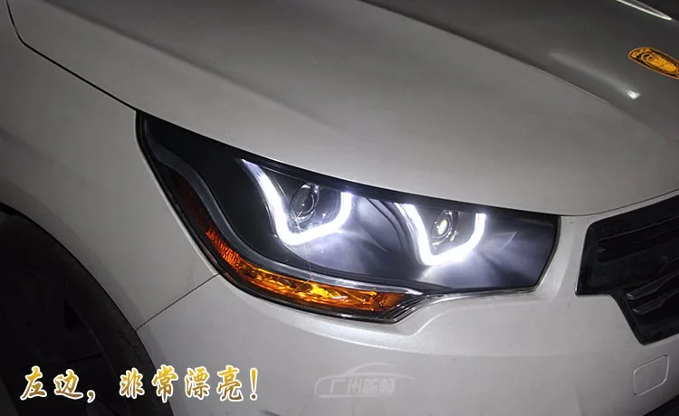 Автомобильный Стайлинг для Citroen C4L фара в сборе C4 светодиодный DRL Объектив двойной луч H7 с hid комплект 2 шт