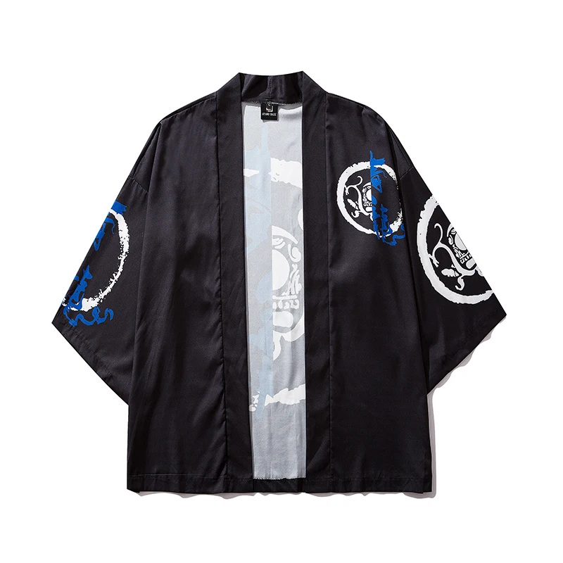 Summer Men New Chinese character Kimono Cardigan Jackets personality Japanese Printed Streetwear Clothing male Jacket Coats | Мужская