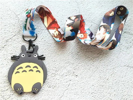 Красный 1 шт. аниме Мой сосед Тоторо ПВХ ремешок для ключей держателей карт банк карты шеи ремень карта идентификатор автомобиля держатели подарки для детей - Цвет: Красный