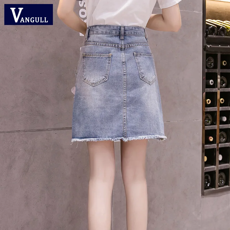 Vangull 2019 Летняя женская джинсовая юбка с бисером и цветами кисточками высокой