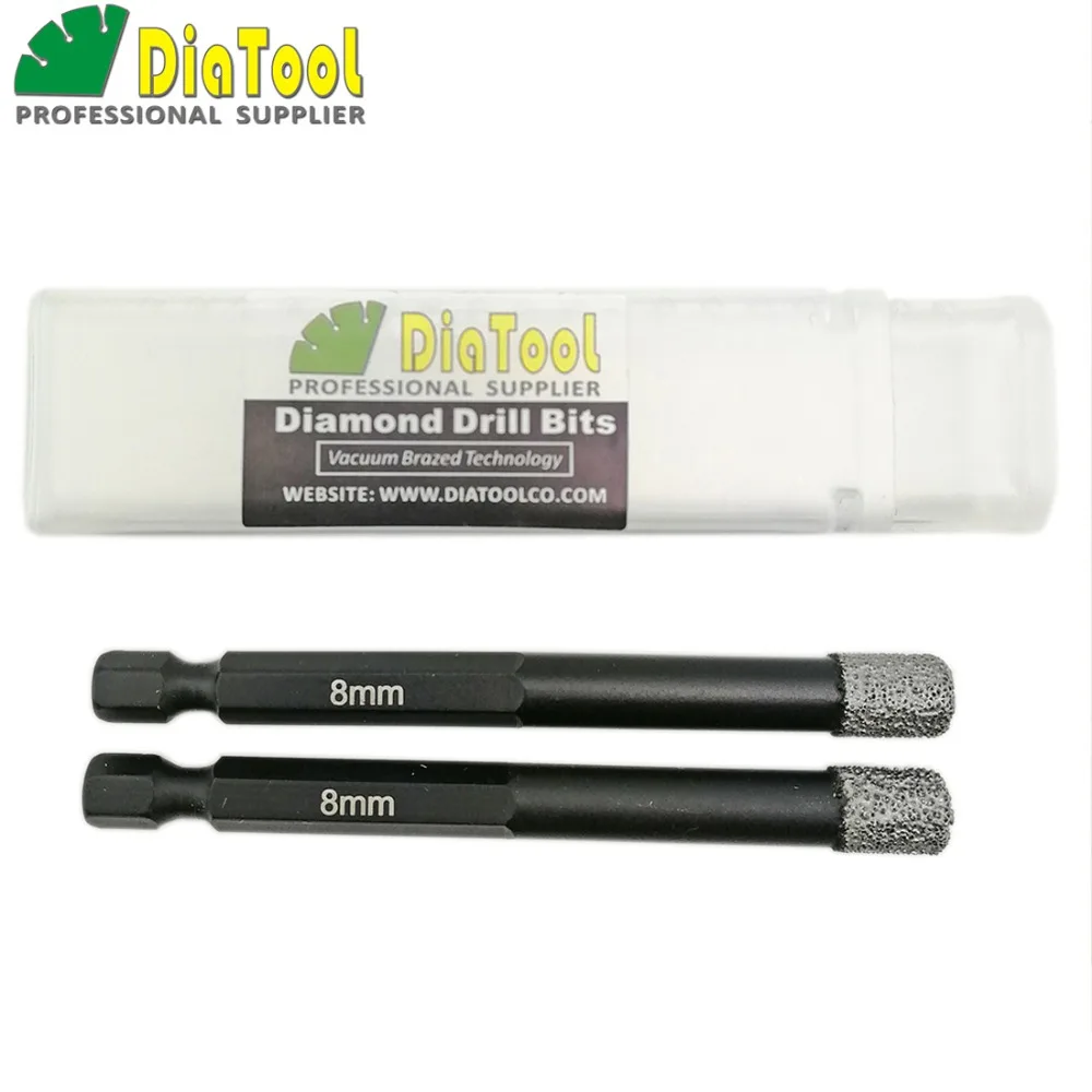 DIATOOL 2pcs Diameter 8mm Vaccum Brazed Diamond drilling bits for stone porcelain/tile Masonry quick-fit Shank | Инструменты