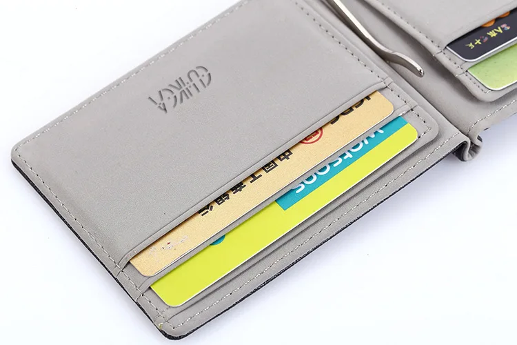 Men Bifold Business Leather Wallet luxury brand famous ID Credit Card visiting cards wallet magic Money Clips