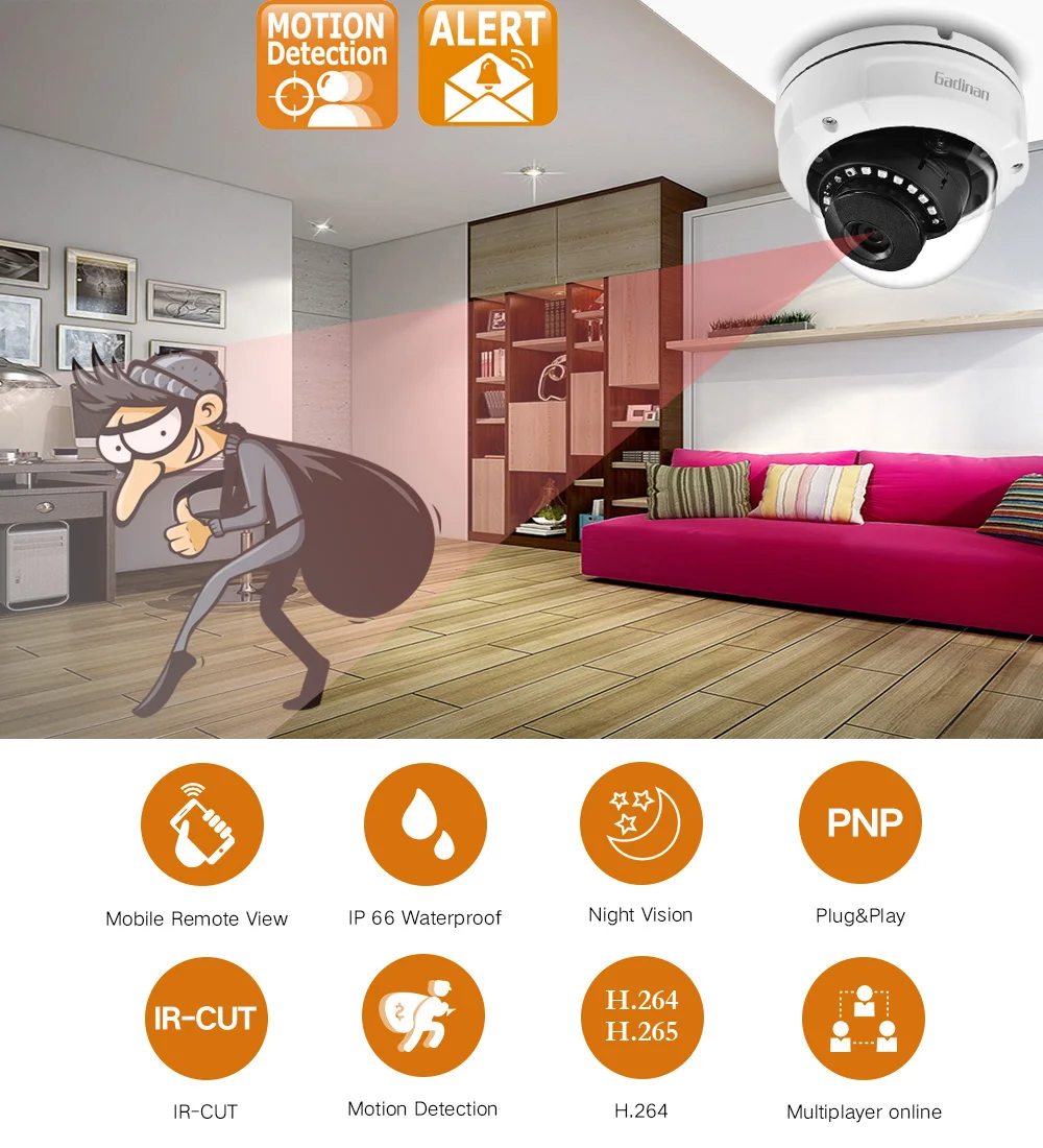 GADINAN CamHi APP 1080P 2MP WiFi IP камера Hi3518EV200 utdoor Водонепроницаемая беспроводная камера безопасности Onvif 2,8 мм P2P TF слот для карт