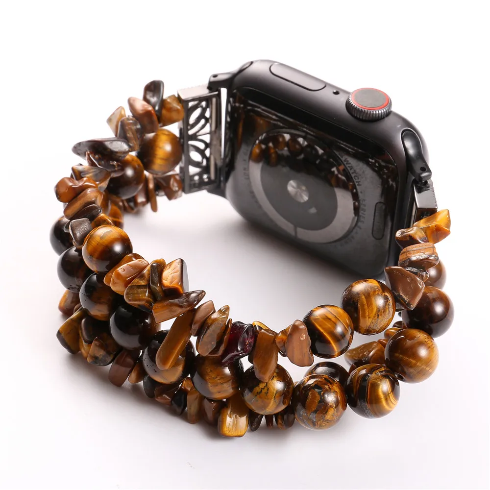 Style 5 Для наручных часов Apple Watch, версии 40/44/38/42 мм камень Форма бусины Для женщин браслет Series 5 4 3 2 1 ювелирные изделия черный эластичный ремешок на запястье - Цвет ремешка: Style 5