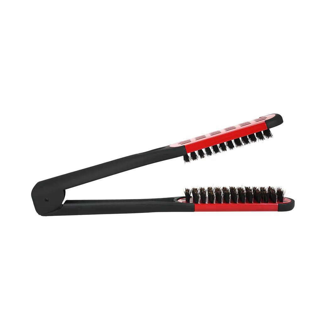 Rubber Pad Bristle Hair Straightening Comb Double Sided Brush Clamp Salon Straightener Home Care Styling Tools | Красота и здоровье