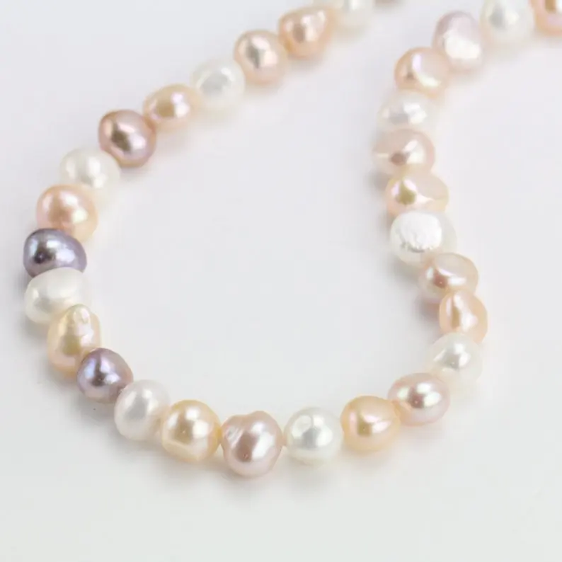 Unique Pearls jewellery Store Baroque Pearl Necklace 10mm Multicolor Irregular Nugget Knotted Women Gift Jewelry | Украшения и