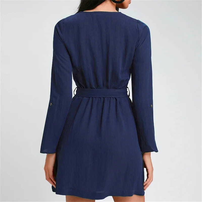 Летнее платье Для женщин 2019 Повседневное Однотонная футболка с длинным рукавом и