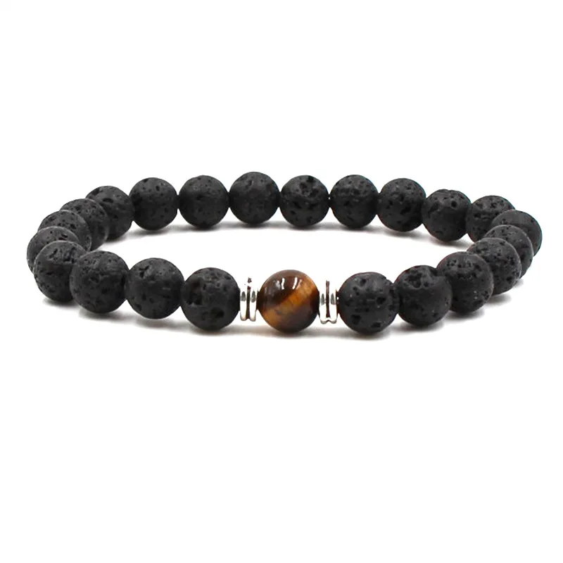 European and American new energy volcanic stone bracelet Chameleon yoga 8mm fine men women SL065 | Украшения и аксессуары
