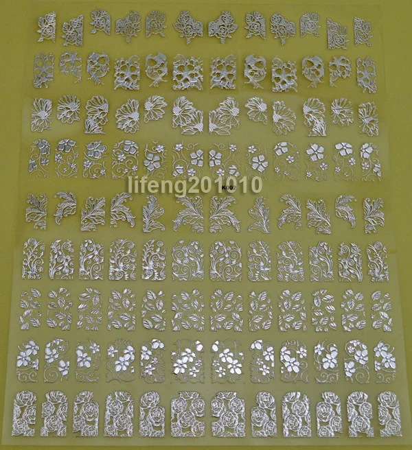 316 дизайн высокое качество золото серебро стикеры 3D на ногти Nail Art наклейки для
