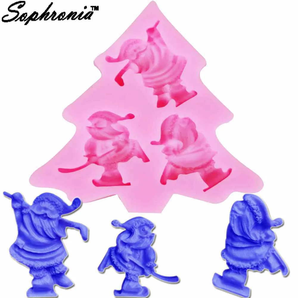 Sophronia Санта Клаус Лыжная Силиконовая Форма Sugarcraft Инструменты для украшения