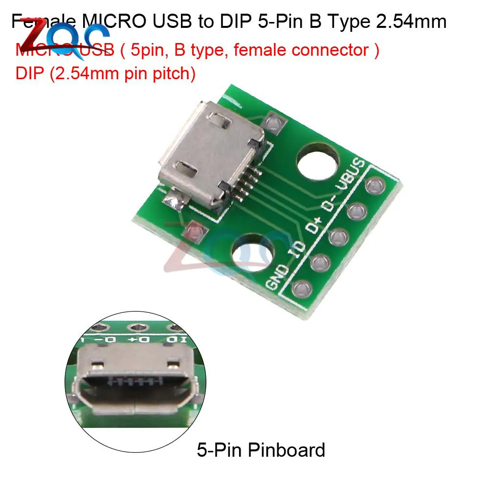 Micro USB Micro Mini USB A Male USB 2,0 3,0 A Female USB B разъем интерфейс для 2,54 мм DIP PCB конвертер адаптер коммутационная плата - Цвет: Micro USB