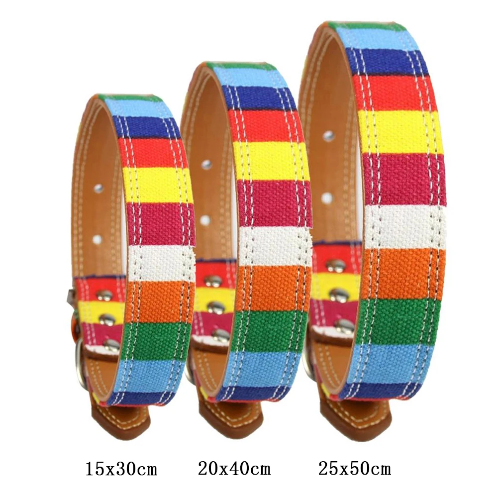 Ошейник Кожаный гладкий ошейник для большой маленькой собаки цветной Радужный