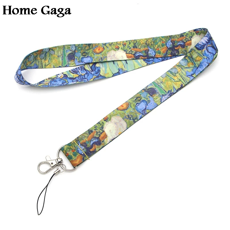 D0261 Homegaga Новое поступление картины Ван Гога ирисы ключ ремешок для телефона USB