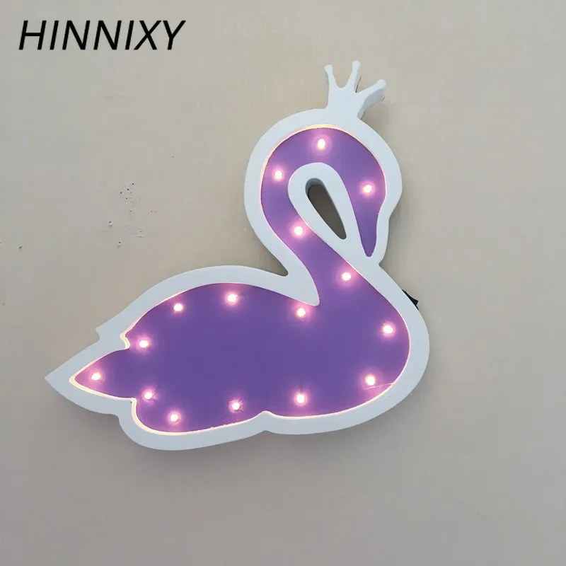 Hinnixy стиль для девочек Лебедь ночник деревянная настенная прикроватная