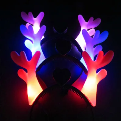 5PC/LOT Christmas LED Flashing Glow Headband Women Girls Crown Heart Light Up Hairbands Hair Accessories Party Supplies|Сверкающие