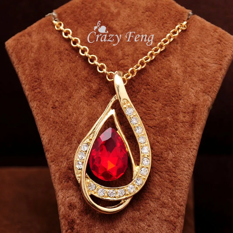 Женский комплект украшений ожерелье + серьги с австрийским кристаллом цвет