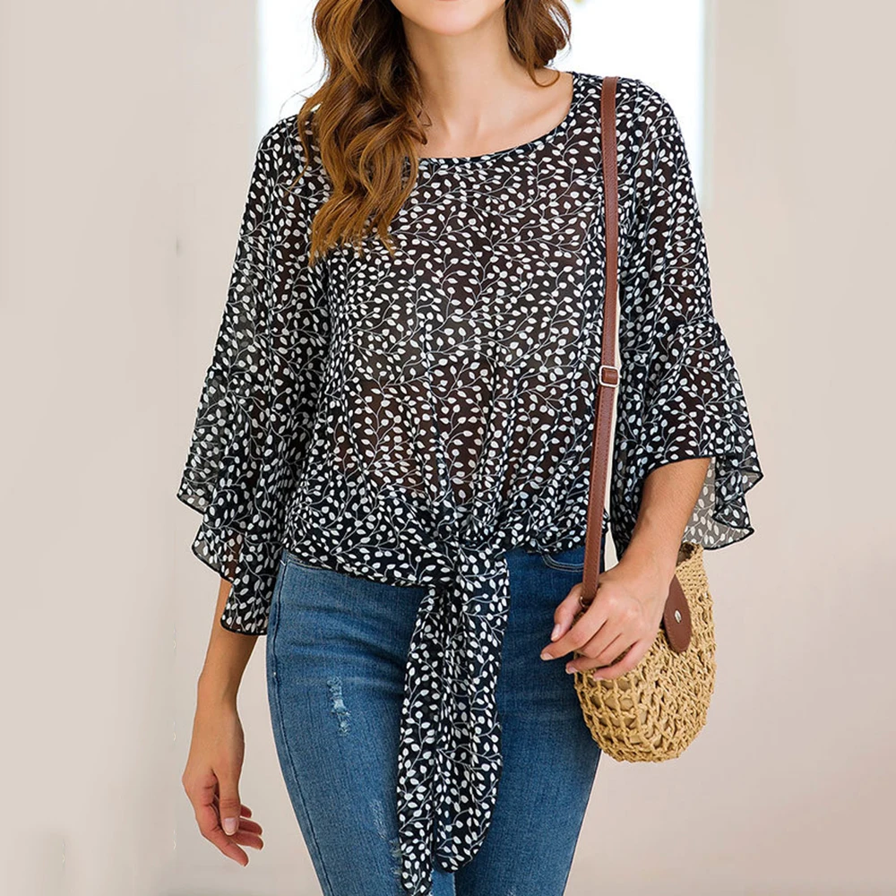 Женские топы для женщин блуза праздничные летние рубашки с принтом модная