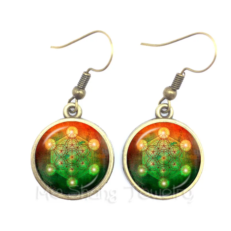 Сатанинских Бафомет серьги пентаграмма арт Стекло Круглый купол кулон подарок