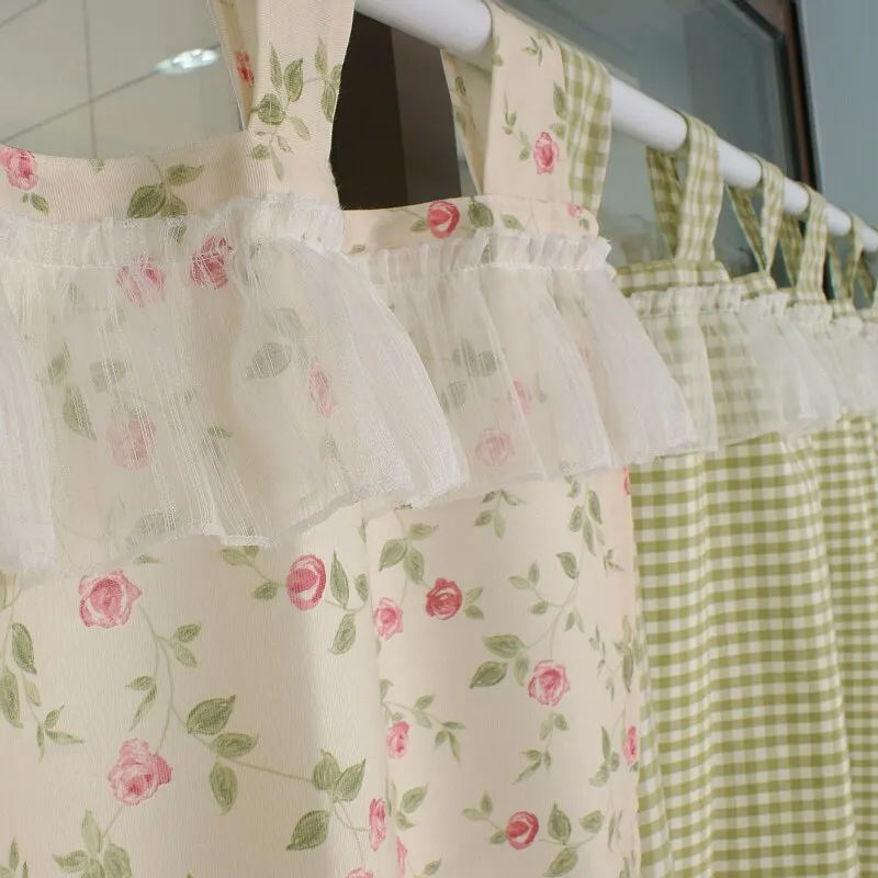 Хелен набор штор в японском стиле клетчатые короткие кружевные кухонные шторы