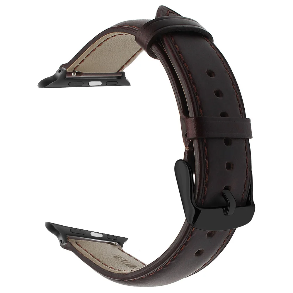 Dark Brown B Итальянский винтажный кожаный ремешок для часов iWatch Apple Watch 38 мм 40 мм 42 мм 44 мм серия 5 4 3 2 1 ремешок Ремешок коричневый черный - Цвет ремешка: Dark Brown B