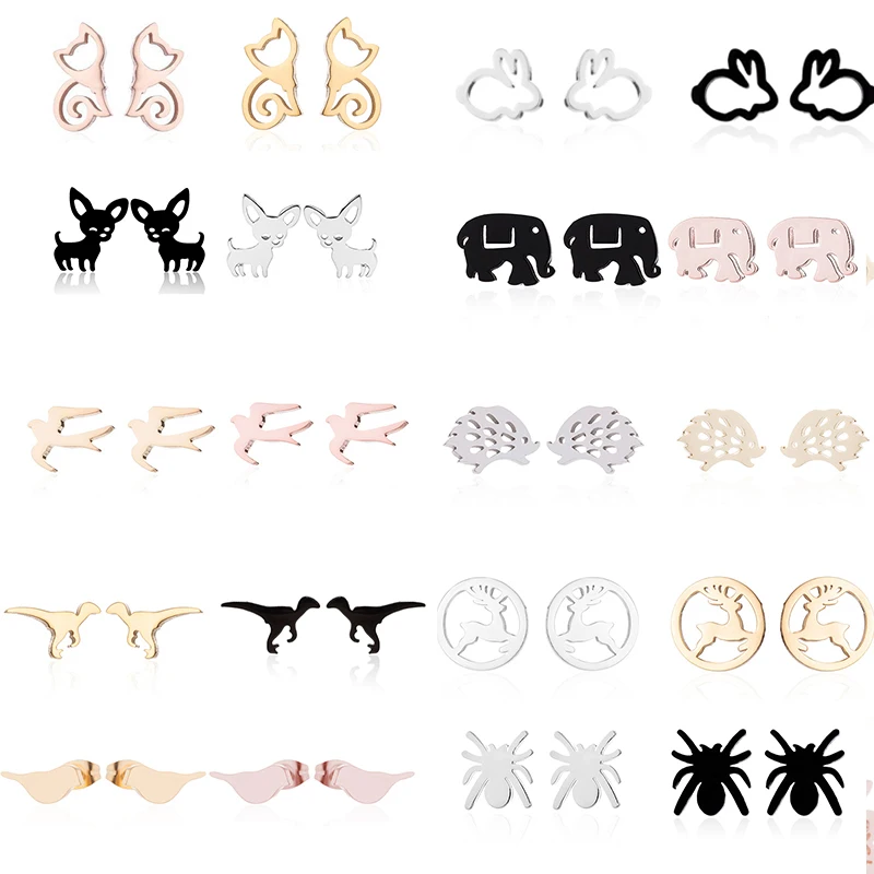 Распродажа серьги в виде кота из нержавеющей стали для женщин модные ювелирные