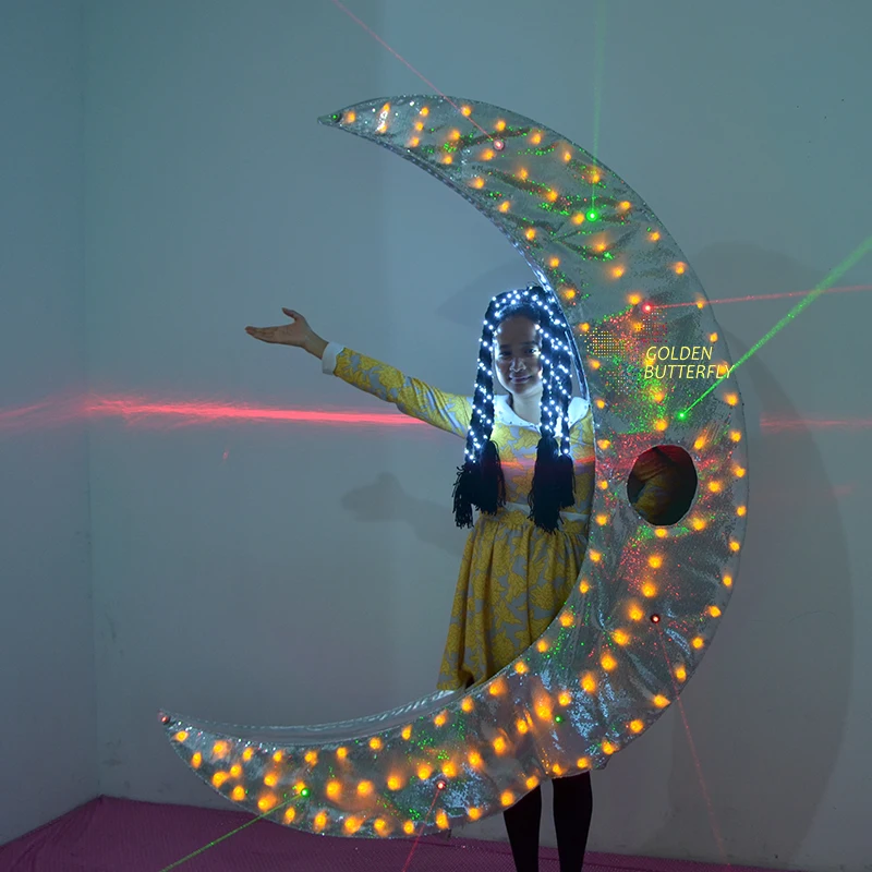 

crescent moon LED Clothing Fashion Luminous Suits Glowing suits Talent show luminous Costumes Illuminated Catwalk Bar prop JHD