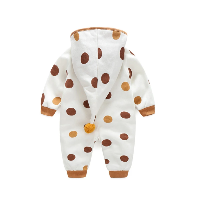 Newborn Baby Romper Kid Jumpsuit Hooded Infant Outfit Clothes Long sleeve Polka Dot Rompers Overalls of Toddler body suit 2021 |