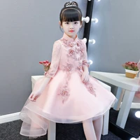 chinese style exquisite pink flower girl wedding dress kids glitz princess pageant party birthday holy communion holiday frocks