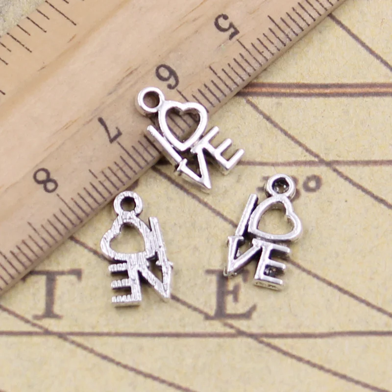 50 шт. Подвески Love Heart 12x9 мм античные бронзовые серебряные цветные Сделай Сам