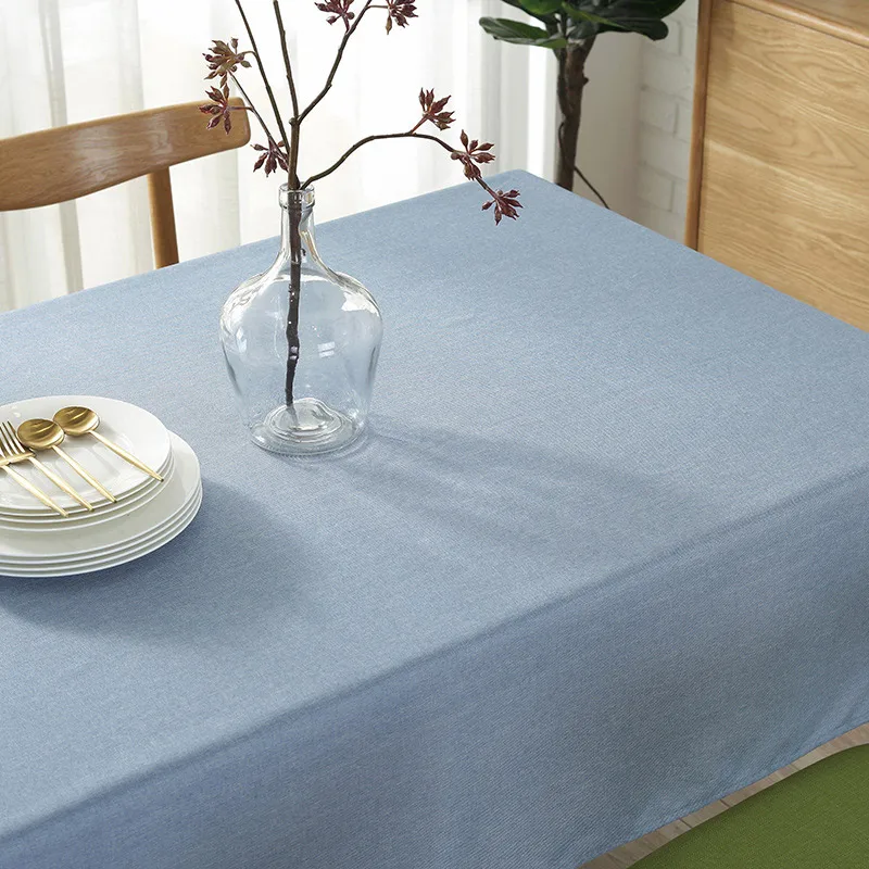 light blue Горячее предложение! Посуда для дома прямоугольная скатерть из хлопка и льна водонепроницаемая и противообрастающая ткань журнальный столик вечерние Декор для дома - Цвет: light blue
