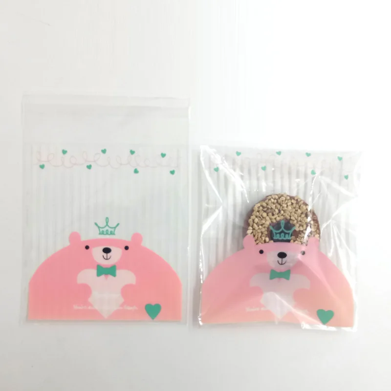 Pink bear 10 шт 10х10см конфеты пакеты для печенья с клеем OPP пластиковый подарочный пакет свадебные, домашние, вечерние, пищевые упаковки для детей на день рождения, мультфильм - Цвет: Pink bear