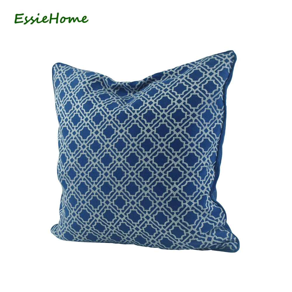 ESSIE домашняя Геометрическая синяя темно-синяя Подушка Наволочка жаккардовая с