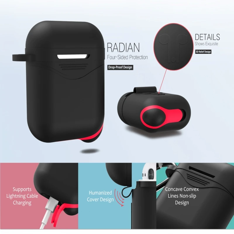 Ударопрочный Мягкий силиконовый чехол для Apple Airpods зарядный светящийся