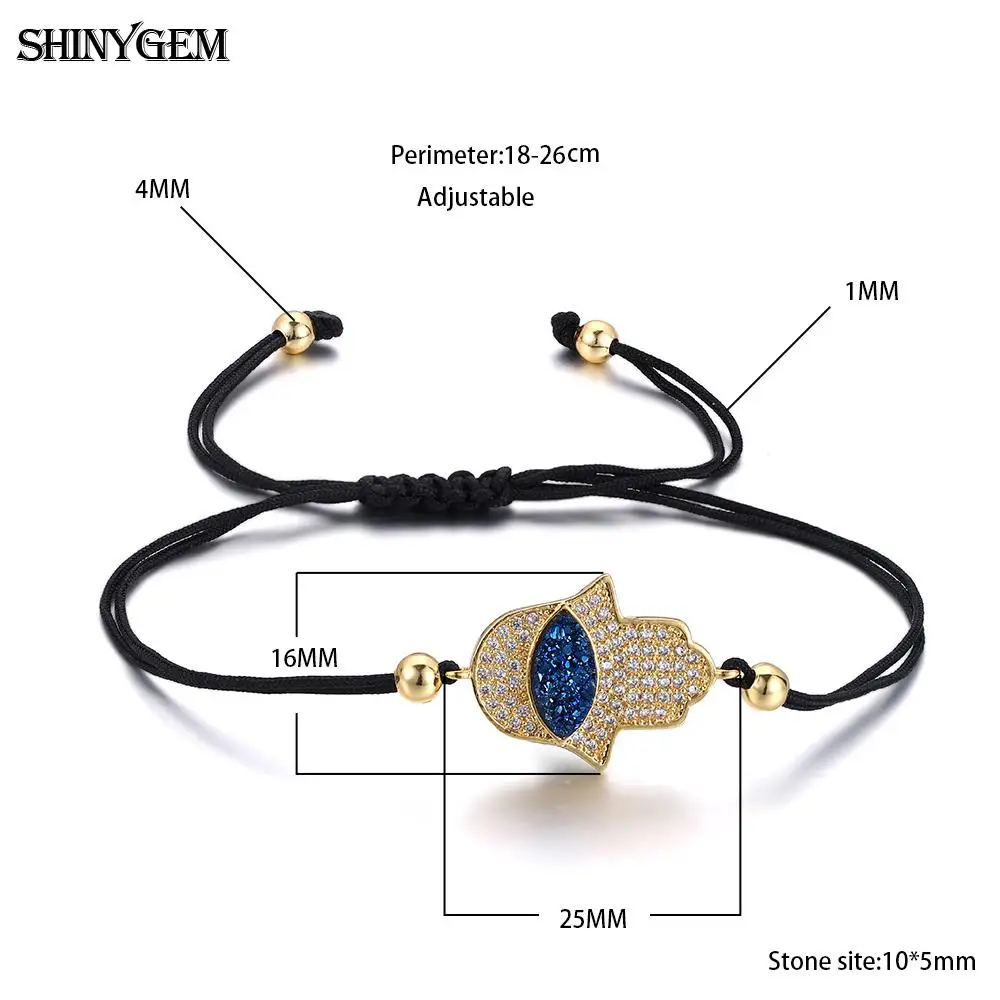 ShinyGem Регулируемый Турецкий Дурной глаз браслет с подвесками ручная работа