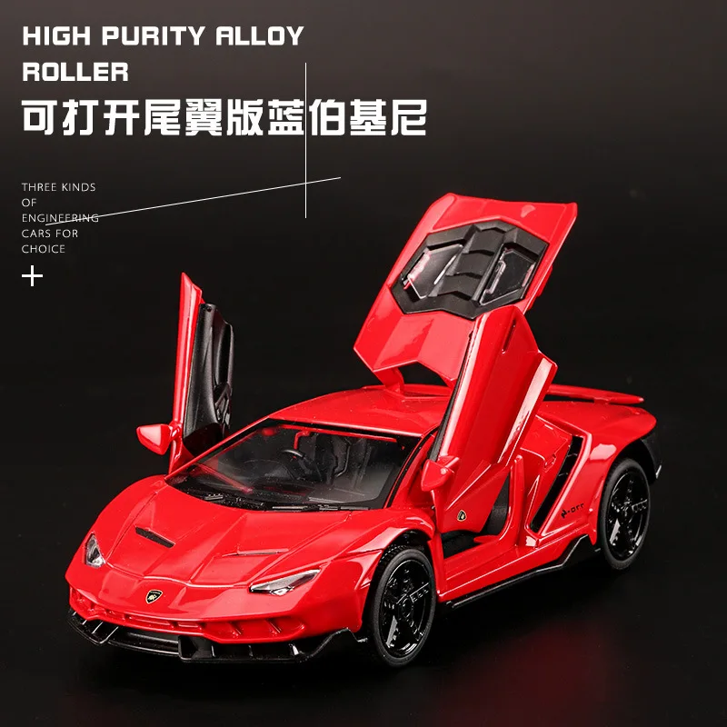 red no box Масштаб 1:32 Сплав спортивный автомобиль литья под давлением модель звук и светильник оттягивать автомобиль игрушка Дети День рождения горячий подарок колеса LP770 - Цвет: red no box