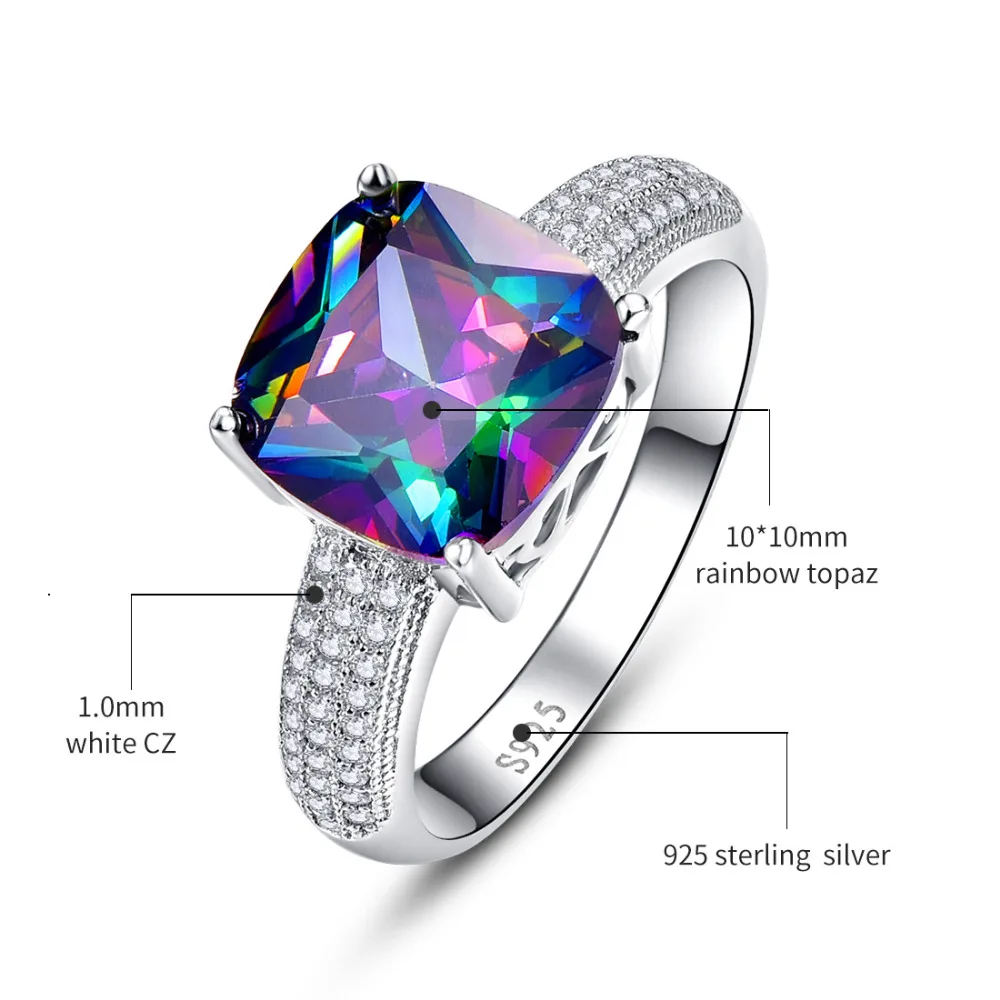 Подвеска кольцо и серьги из серебра 925 пробы с радужным мистик топазом|jewelry sets|ring
