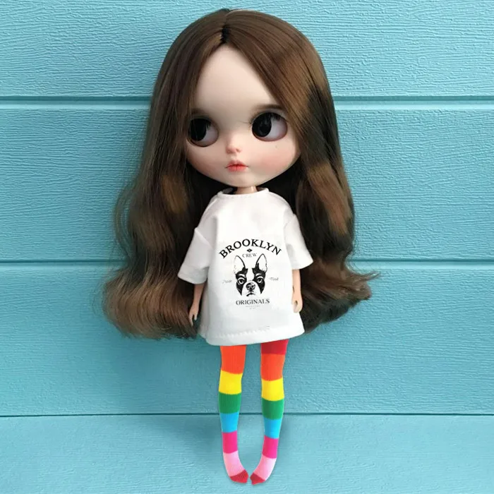 3 2 шт./компл. 30 см Blyth кукольные одежда модная футболка+ джинсы; костюм чулки Носки для Барби рубашка для 1/6 кукла Костюмы аксессуары - Цвет: 3