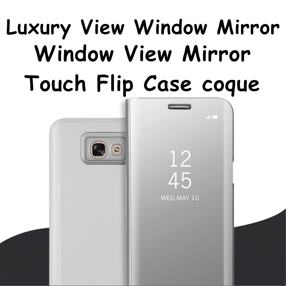 For samsung A5 A7Case Classic Leather Smart Window View Mirror Case galaxy A3 A7 2017 2018 case Flip Phone |