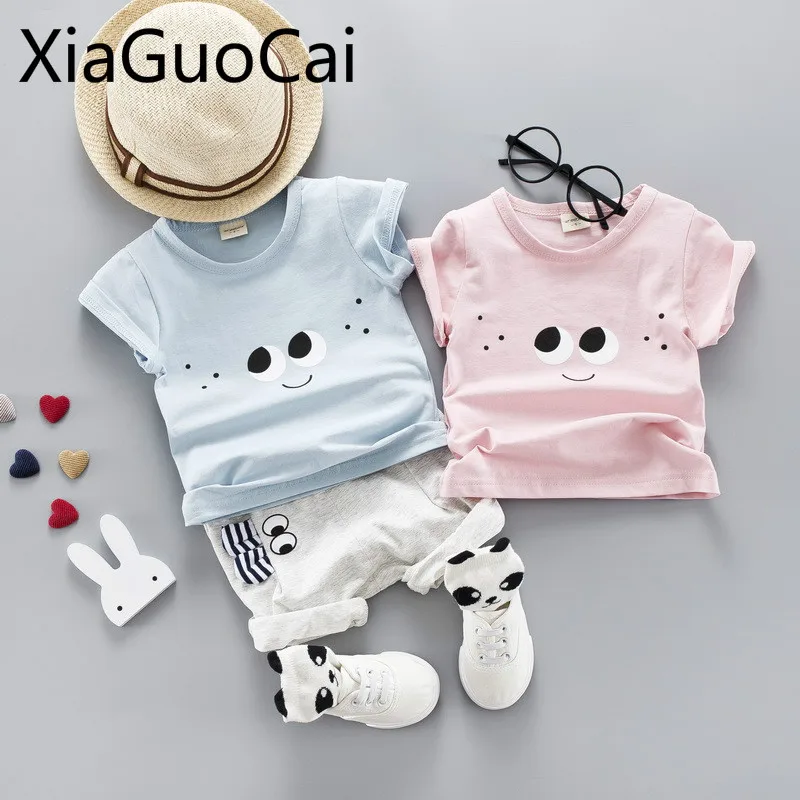 Kids Clothes Sets Summer Boys and Girls T-shirts Shorts Baby Cartoon Small Eyes Short-sleeved Two-piece Suits |