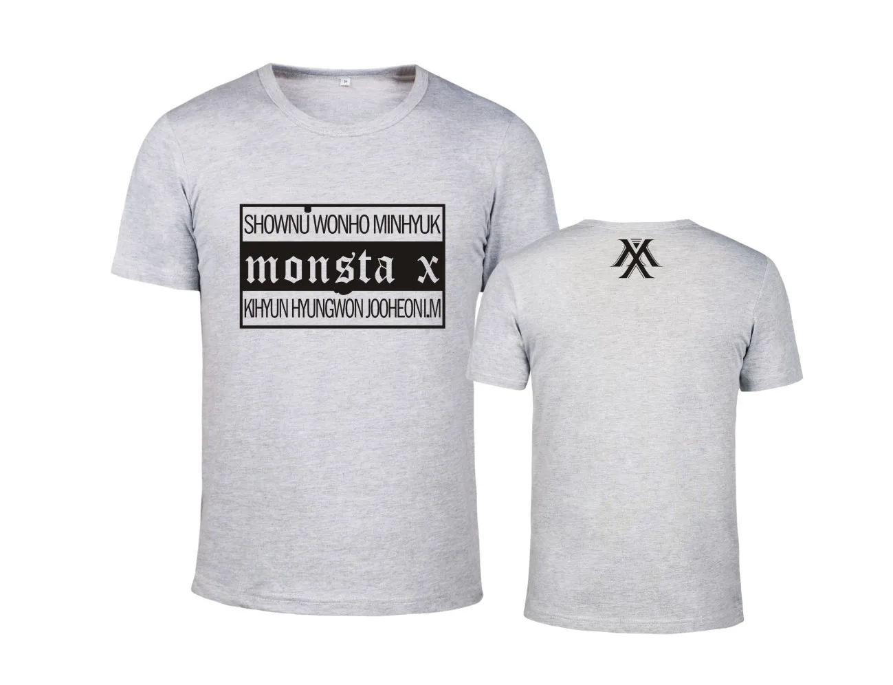gray KPOP Monsta X комбинация с японского концерта с тем же трендом повседневная мужская и женская футболка с короткими рукавами Прямая поставка - Цвет: gray