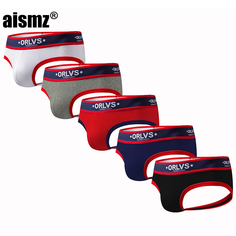 Aismz 2019 Гей Jockstrap 5 шт./лот нижнее белье сетчатые Трусы-стринги мужские стринги с