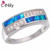 cinily created blue fire opal cubic zirconia silver plated wholesale for women jewelry christmas gift ring size 6 9 oj9232