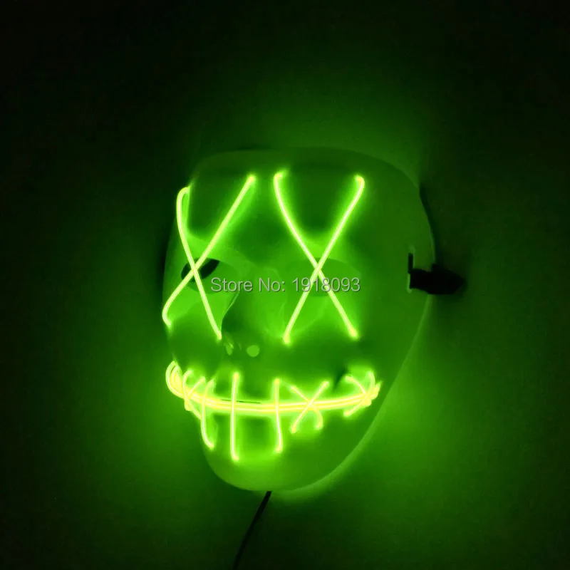 Hot Selling  Holiday lighting EL wire Halloween Mask Movie Cartoon Mask Flashing Festival LED Neon Glowing  Carnival  Mask